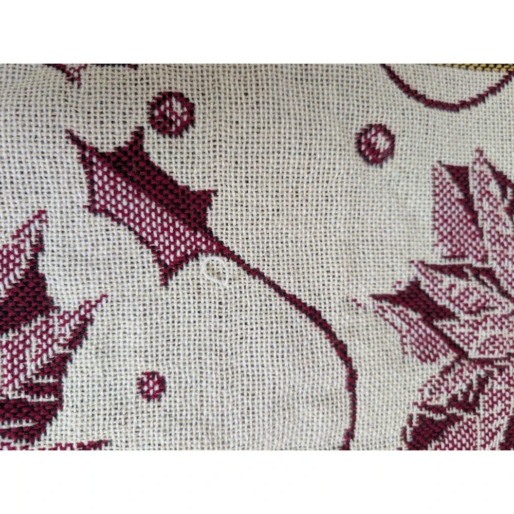 Vintage Christmas Holiday Poinsettia Tapestry Tote Bag & Blanket Fringe Acrylic